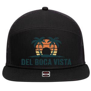 Del Boca Vista Retirement Community Funny Sunset Graphic 7 Panel Mesh Trucker Snapback Hat