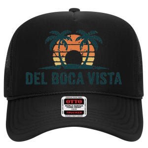 Del Boca Vista Retirement Community Funny Sunset Graphic High Crown Mesh Back Trucker Hat