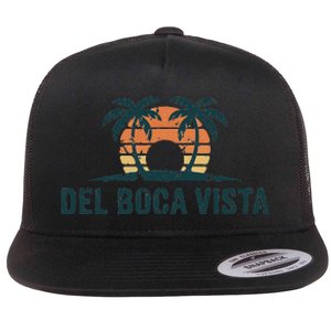 Del Boca Vista Retirement Community Funny Sunset Graphic Flat Bill Trucker Hat