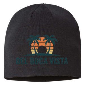 Del Boca Vista Retirement Community Funny Sunset Graphic Sustainable Beanie