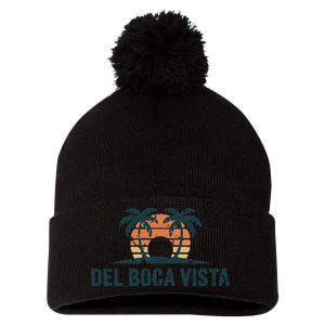 Del Boca Vista Retirement Community Funny Sunset Graphic Pom Pom 12in Knit Beanie