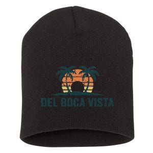 Del Boca Vista Retirement Community Funny Sunset Graphic Short Acrylic Beanie