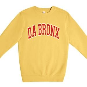 Da Bronx Varsity Style Red Text Gift Premium Crewneck Sweatshirt