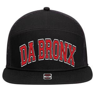 Da Bronx Varsity Style Red Text Gift 7 Panel Mesh Trucker Snapback Hat