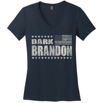 Dark Brandon Vintage America Flag Design Women's V-Neck T-Shirt