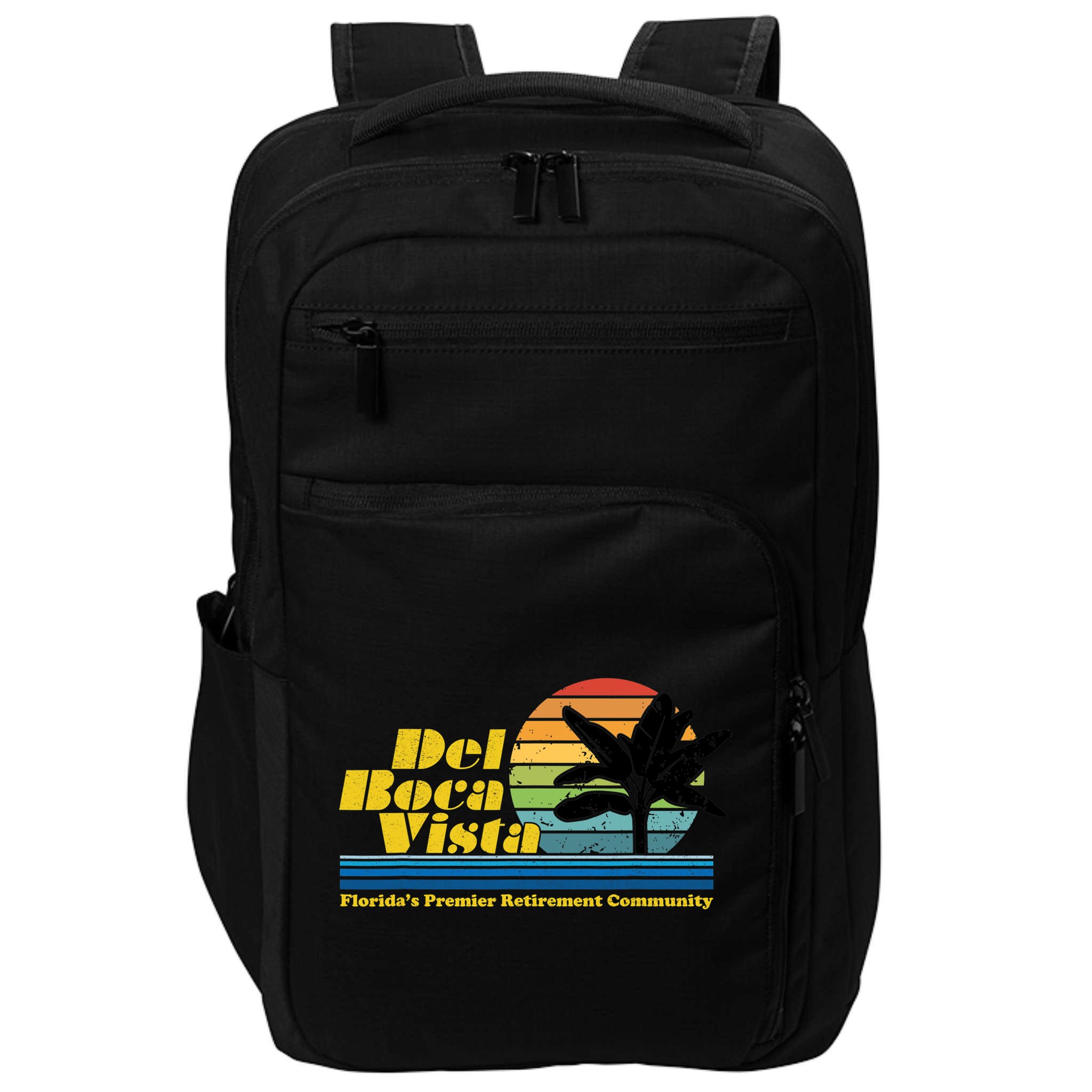 Del Boca Vista Retirement Community Funny Novelty Design Impact Tech Backpack