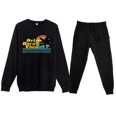 Del Boca Vista Retirement Community Funny Novelty Design Premium Crewneck Sweatsuit Set