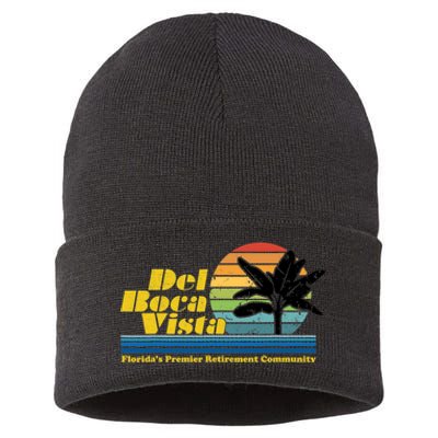 Del Boca Vista Retirement Community Funny Novelty Design Sustainable Knit Beanie