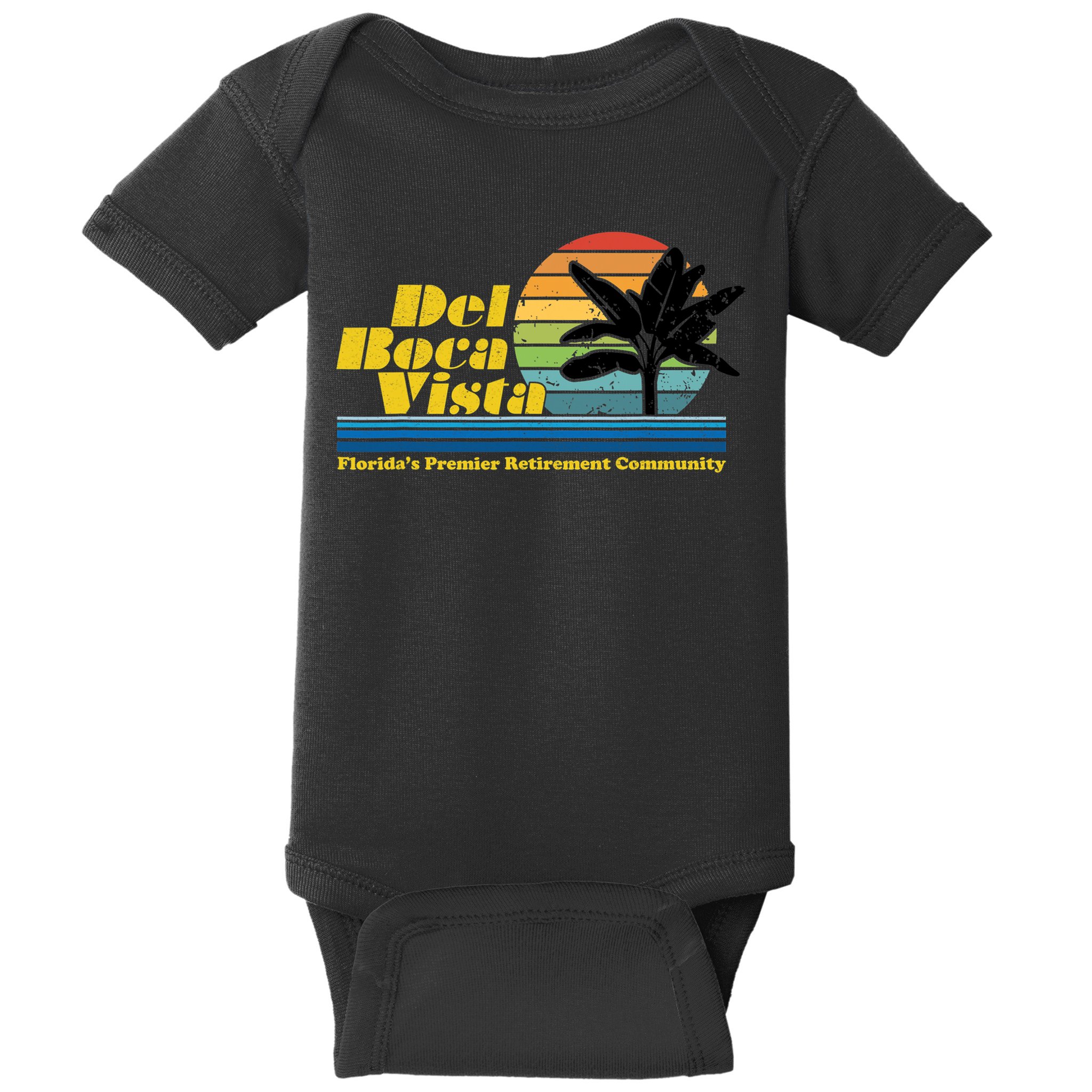 Del Boca Vista Retirement Community Funny Novelty Design Baby Bodysuit