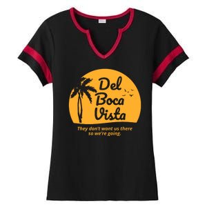 Del Boca Vista Retirement Community Funny Ladies Halftime Notch Neck Tee