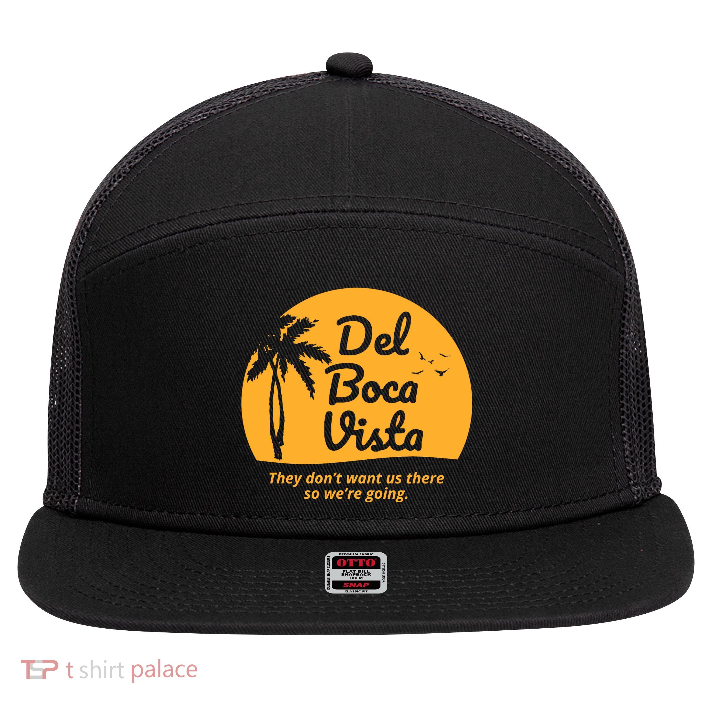 Del Boca Vista Retirement Community Funny 7 Panel Mesh Trucker Snapback Hat