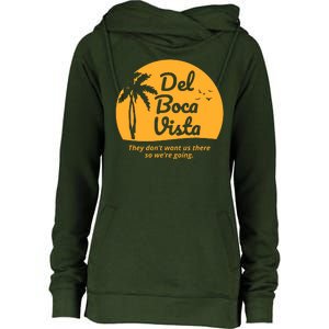 Del Boca Vista Retirement Community Funny Womens Funnel Neck Pullover Hood