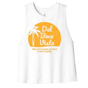 Del Boca Vista Retirement Community Funny Women's Racerback Cropped Tank