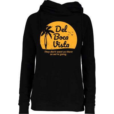 Del Boca Vista Retirement Community Vintage Womens Funnel Neck Pullover Hood