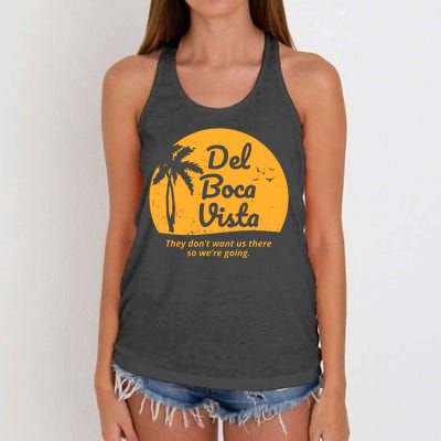 Del Boca Vista Retirement Community Vintage Women's Knotted Racerback Tank