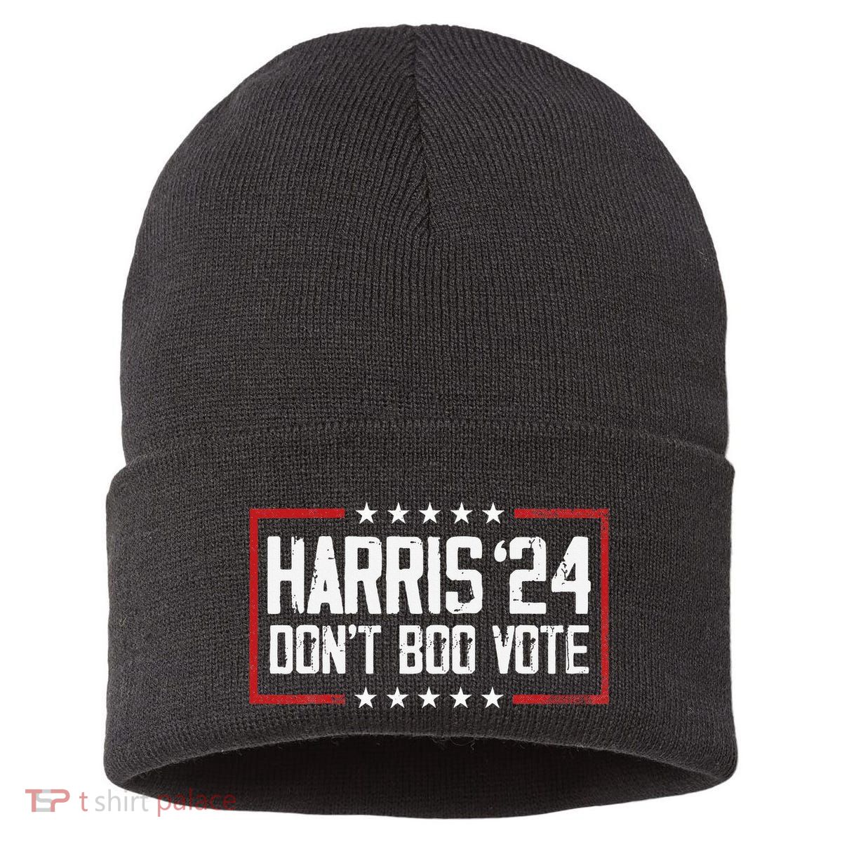 DonT Boo Vote Retro Kamala Harris Ghost Halloween Sustainable Knit Beanie