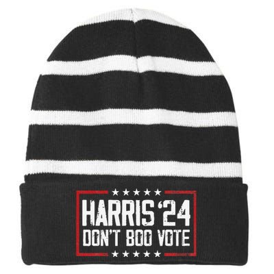 DonT Boo Vote Retro Kamala Harris Ghost Halloween Striped Beanie with Solid Band