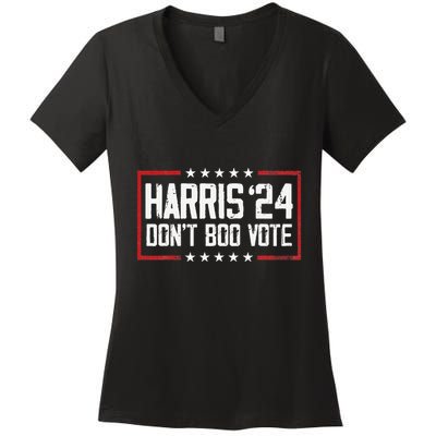 DonT Boo Vote Retro Kamala Harris Ghost Halloween Women's V-Neck T-Shirt