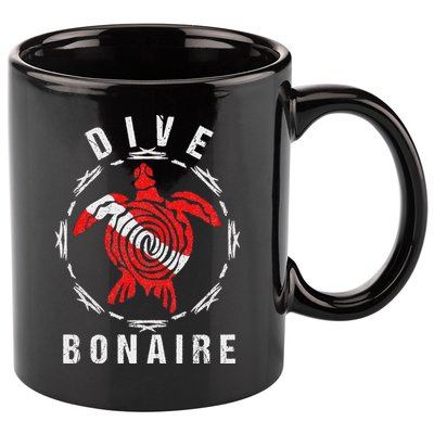 Dive Bonaire Vintage Tribal Turtle Gift 11oz C Handle Ceramic Mug