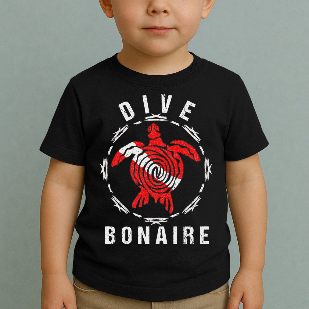 Dive Bonaire Vintage Tribal Turtle Gift Toddler T-Shirt
