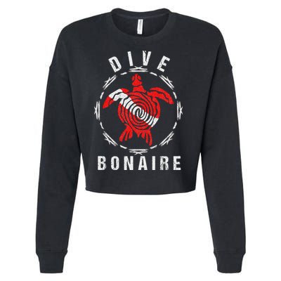 Dive Bonaire Vintage Tribal Turtle Gift Cropped Pullover Crew