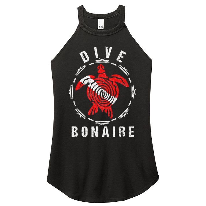 Dive Bonaire Vintage Tribal Turtle Gift Women's Perfect Tri Rocker Tank