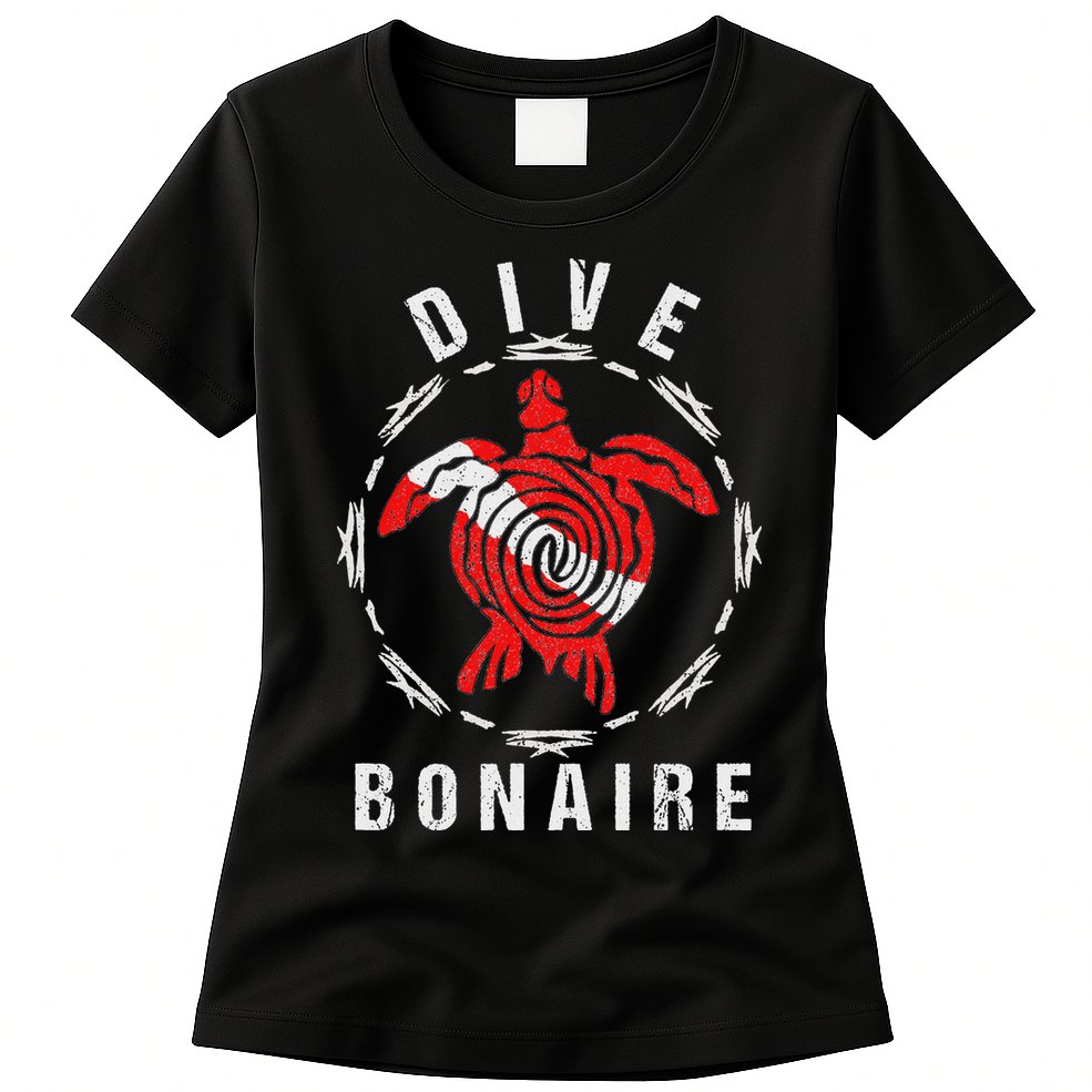 Dive Bonaire Vintage Tribal Turtle Gift Womens T-Shirt