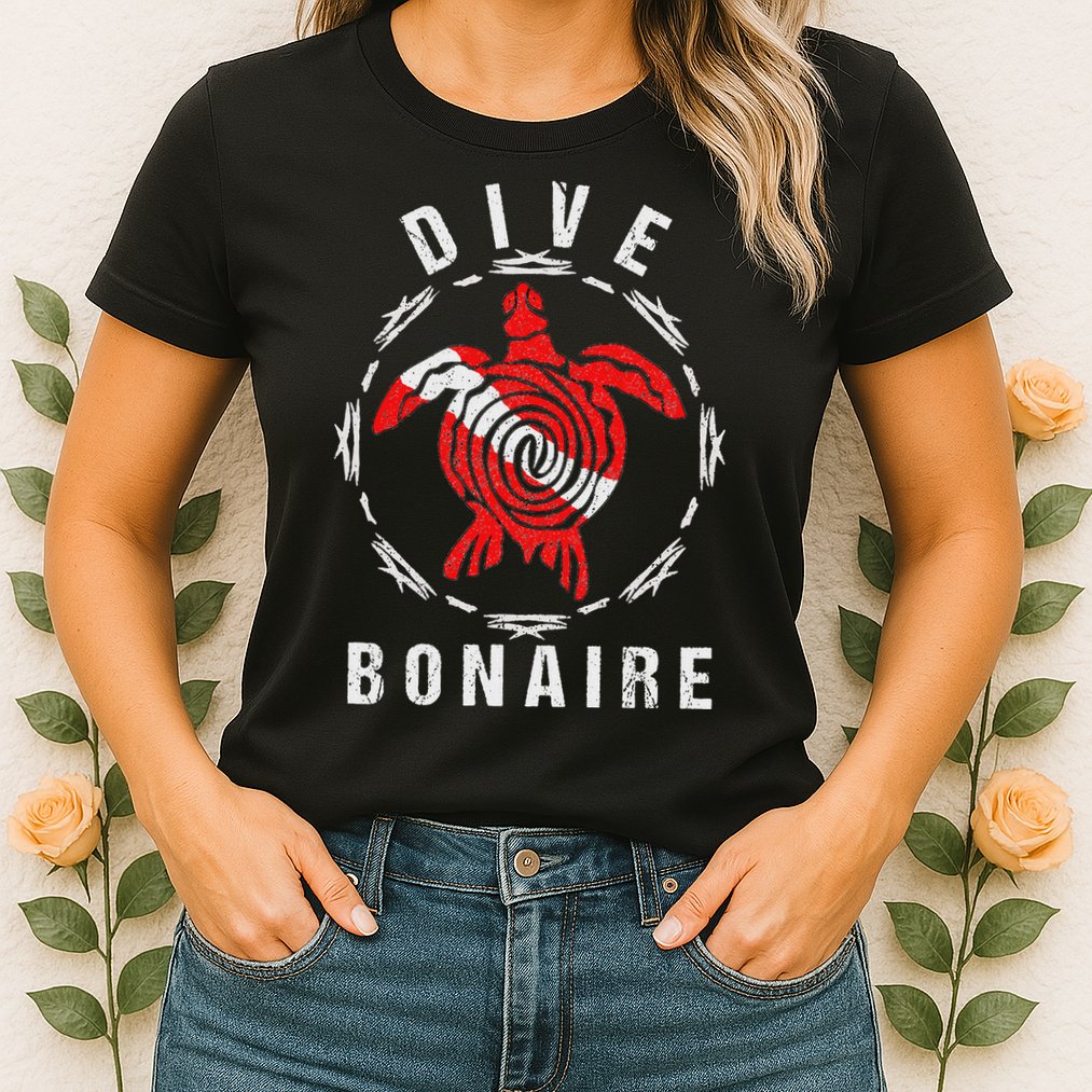 Dive Bonaire Vintage Tribal Turtle Gift Womens T-Shirt