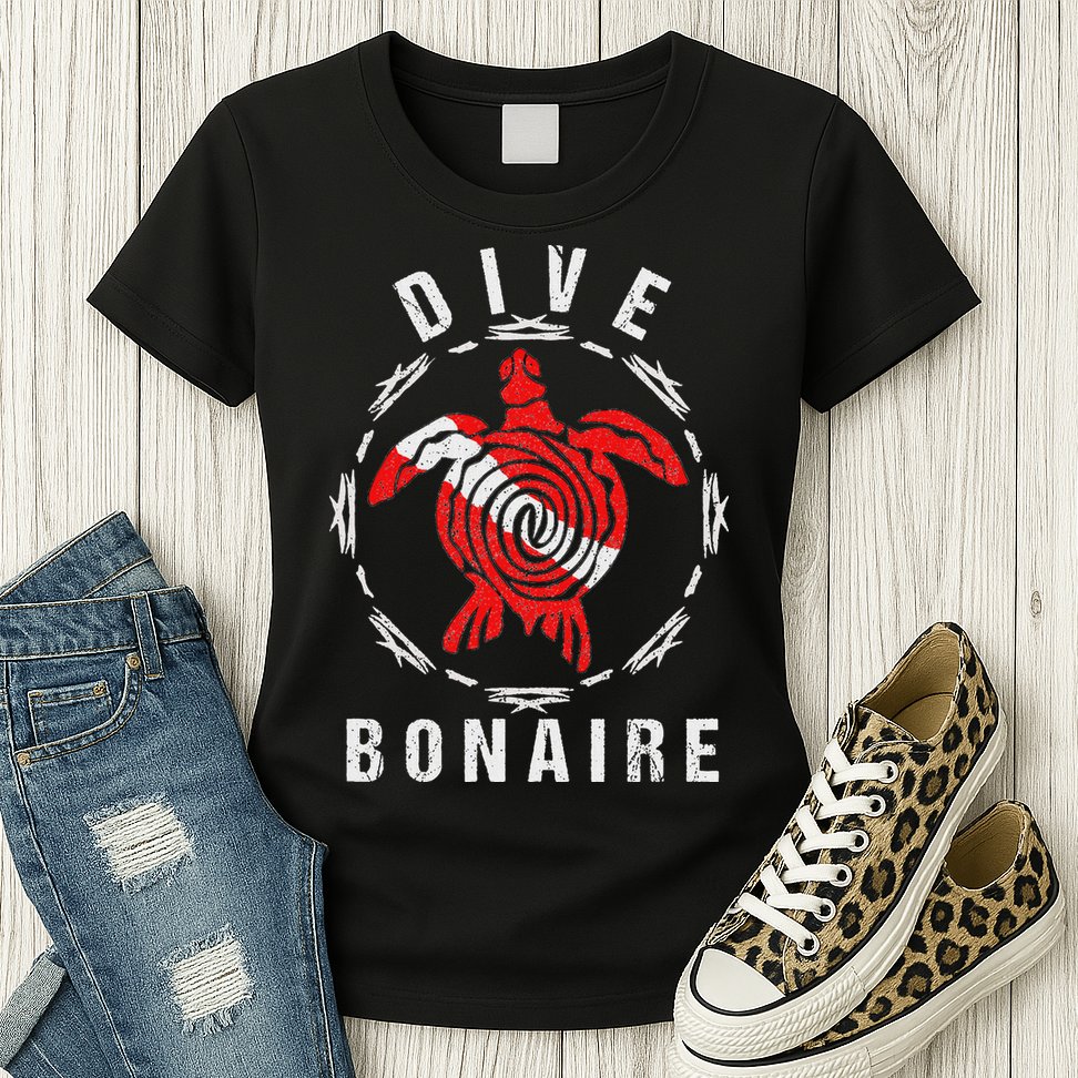 Dive Bonaire Vintage Tribal Turtle Gift Womens T-Shirt