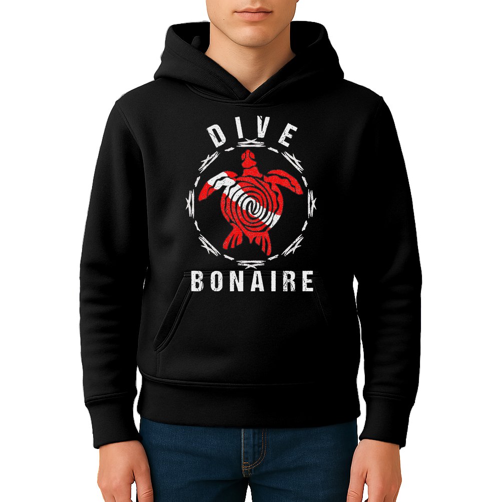 Dive Bonaire Vintage Tribal Turtle Gift Kids Hoodie