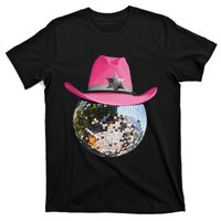 Disco Ball Wearing Pink Cowboy Hat Club Retro T-Shirt