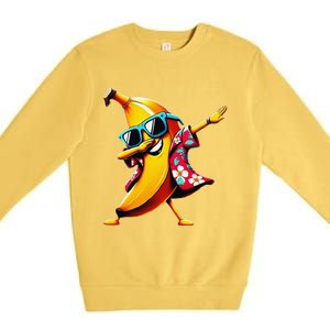 Dabbing Banana Wearing Sunglasses Dab Dance Premium Crewneck Sweatshirt