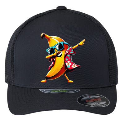 Dabbing Banana Wearing Sunglasses Dab Dance Flexfit Unipanel Trucker Cap