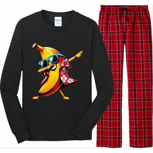 Dabbing Banana Wearing Sunglasses Dab Dance Long Sleeve Pajama Set