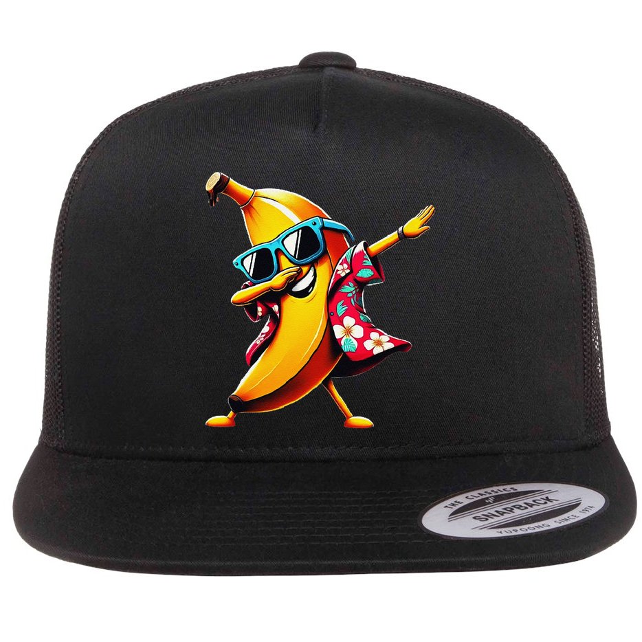 Dabbing Banana Wearing Sunglasses Dab Dance Flat Bill Trucker Hat