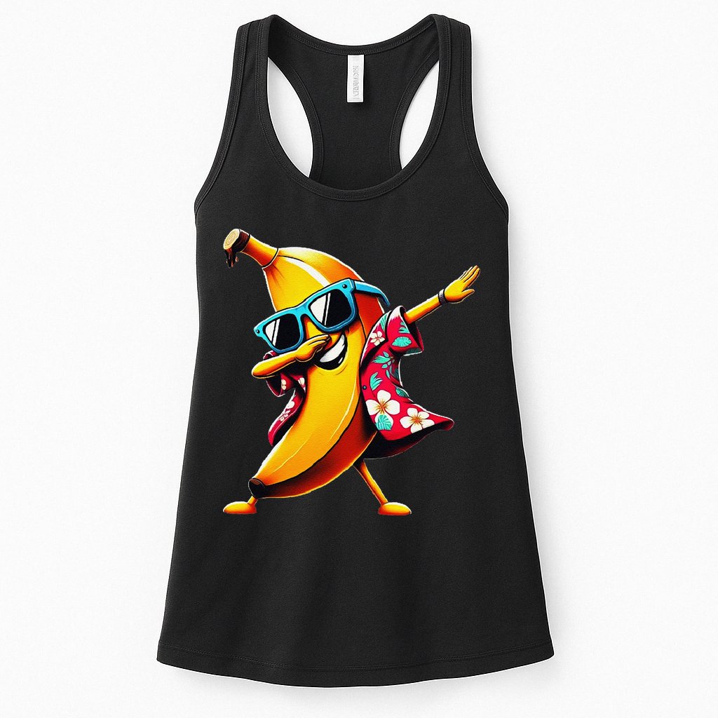 Dabbing Banana Wearing Sunglasses Dab Dance Womens Tank Top