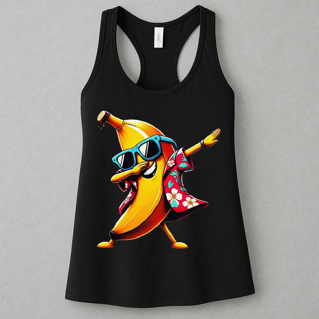 Dabbing Banana Wearing Sunglasses Dab Dance Womens Tank Top