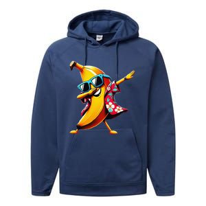 Dabbing Banana Wearing Sunglasses Dab Dance Performance Fleece Hoodie