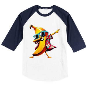 Dabbing Banana Wearing Sunglasses Dab Dance Baseball Sleeve Shirt