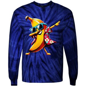 Dabbing Banana Wearing Sunglasses Dab Dance Tie-Dye Long Sleeve Shirt