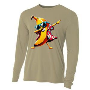 Dabbing Banana Wearing Sunglasses Dab Dance Cooling Performance Long Sleeve Crew