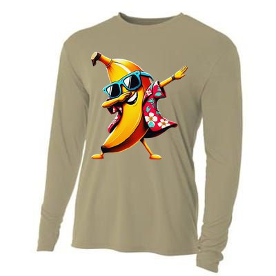 Dabbing Banana Wearing Sunglasses Dab Dance Cooling Performance Long Sleeve Crew