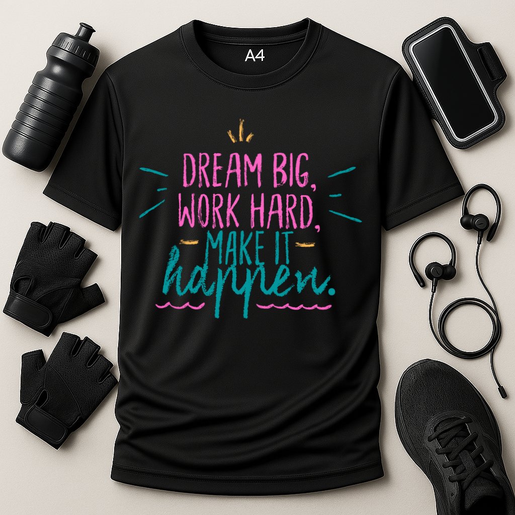 Dream Big Work Hard Make It Happen Quote Performance Shirt