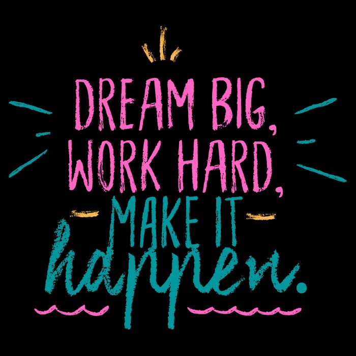 Dream Big Work Hard Make It Happen Quote Drawstring Bag