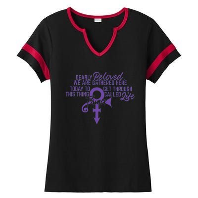 Dearly Beloved We Are Gathered Ladies Halftime Notch Neck Tee