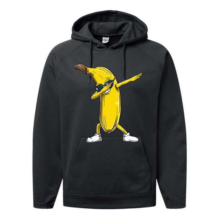 Dabbing Banana Wearing Sunglasses Dab Dance Girl Performance Fleece Hoodie