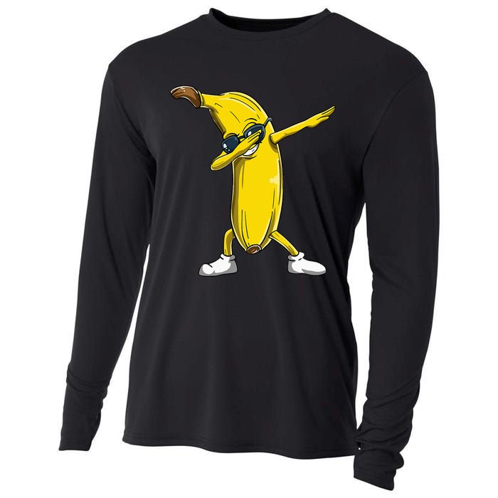 Dabbing Banana Wearing Sunglasses Dab Dance Girl Cooling Performance Long Sleeve Crew