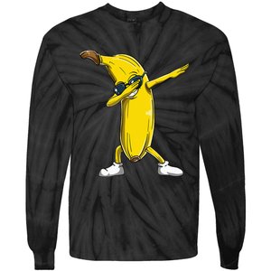 Dabbing Banana Wearing Sunglasses Dab Dance Girl Tie-Dye Long Sleeve Shirt