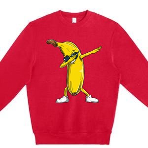 Dabbing Banana Wearing Sunglasses Dab Dance Girl Premium Crewneck Sweatshirt