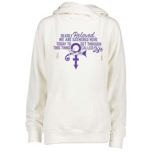 Dearly Beloved We Are Gathered Here Today To Get Through Womens Funnel Neck Pullover Hood